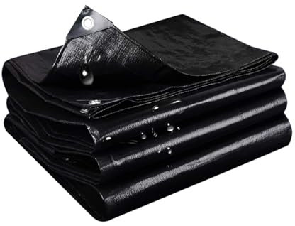 Strapazierfähige Poly-Planenabdeckung mit Ösen Schutzplane Abdeckplane wasserdichte, 0.32mm für Artenmöbel Holz Pool Trampolin Auto, Anpassbar blais (Color : Black, Size : 6x10m)
