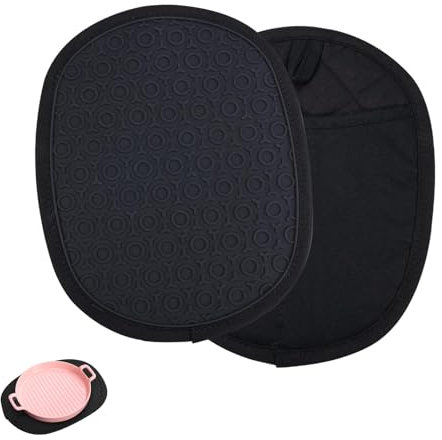 Dicke Topflappen Silikon zum Reingreifen, 2 Stück Topfhandschuhe hitzebeständige Ofen-Heißpads mit Taschen Rutschfester Ofenhandschuh zum Kochen und Backen(Schwarz)