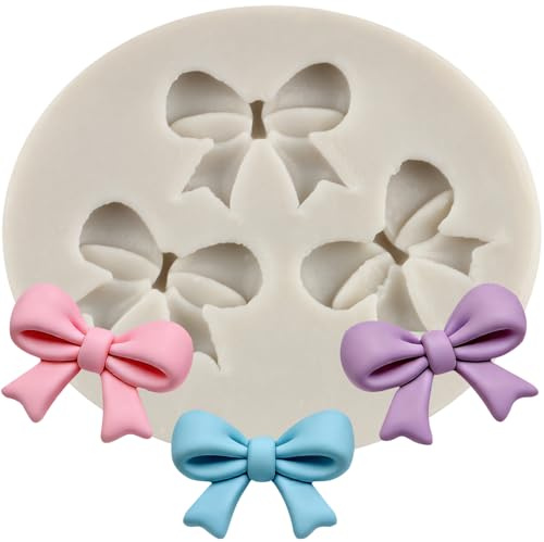 MINFEIDMS Mini Bow Silicone Fondant Mould Bowknot Candy Chocolate Moulds for Cake Decorating Cupcake Topper Paste Polymer Clay