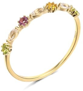 Skcess Bague en or jaune 18 carats pour femme, topaze blanche, marquise, bague pour petite amie, topaze blanche fine avec pierre précieuse multicolore, 52 (16,6), Métal précieux, Topaze