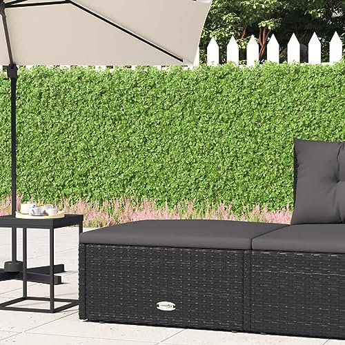 Homgoday Sgabello da giardino con cuscino, poggiapiedi, per balcone, terrazza, giardino, nero, polyrattan