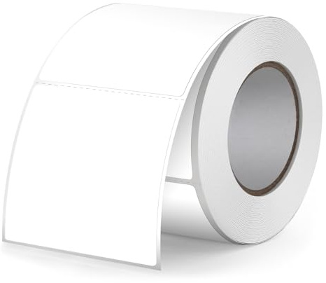 FINDAT Blanca Etiqueta Térmica Autoadhesiva 50 x 50 mm Rollo Imprimible Cuadrado de Pegatina Térmica Impermeable para Oficina DIY Diseño Código de Envío 500 Pieza