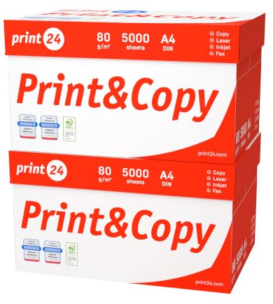 print24 Druckerpapier Kopierpapier 10000 Blatt 20 x 500 A4 80g Premium Hochweiß CIE 160 PEFC zertifiziert