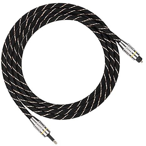 Cavo Audio Ottico, Cavo Audio Digitale in Fibra Ottica da 3,5 Mm Splitter Audio Ottico Cavo Audio Ottico Digitale con Connettore SPDIF Placcato Oro Rotondo per HDTV Home Teather