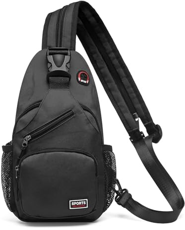 SUIKIHUM Convertible Sling Bag for Women Men Fit for 7.9 Tablet Black | Lightweight Mini Crossbody Backpack Daypack Anti-theft with Water Bottle Holder for Casual Travel Sport Hiking
