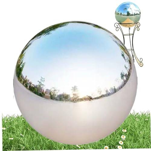 Veesper 20 cm rostfritt stål trädgårdsskådningsboll, 360° reflekterande spegel för utomhusdekor, damm, pool och gräsmatta dekoration