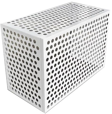 GUQASDV Abdeckung Klimaanlage Außengerät Weiß, Lamellenzaun Befestigung, Robuste Schutzabdeckung, Verkleidung Klimaanlage Außengerät Zaun Aluminiumlegierung for Terrassen(1080x560x780mm,Holes top pane
