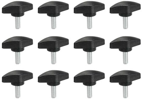 PATIKIL M6 X 16mm Tornillos De Mariposa En T, 12 Pcs 35mm Ancho Perillas De Ala En T De Acero Al Carbono Tornillos De Sujeción Mango En T Kit De Tornillos Para Reemplazar Perillas, Negro