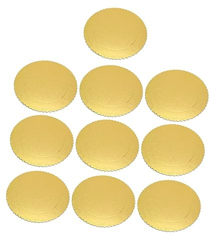 Amosfun 10stücke Runde Tortenplatten Aus Hochwertigem Papier Stabiler Tortenkreis Mit Goldener Basis Dessertplatte Für Verschiedene Kuchengrößen Einfach Zu Reinigen Und