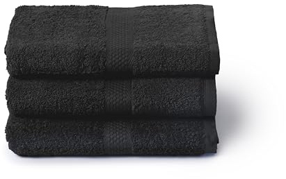 Caleffi Set Asciugamani Bagno Grandi 3X, Misura 55x105cm, Cotone 100% – Morbidi e Assorbenti, Viso e Uso Quotidiano, Asciugamano Doccia di Alta Qualità, Telo Grande, Nero