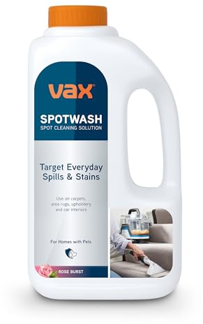 Vax SpotWash Reinigungslösung für Polster-und Teppichreinigung, Teppich-und Polstershampoo, Tierfreundlicher Fleckenentferner mit geruchsneutralisierender Formel für Sofas, Teppiche – Rose Burst, 1L