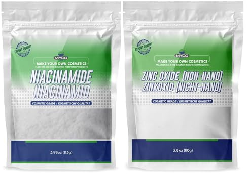 MYOC Paquete combinado: polvo de niacinamida – 113 g / 3,8 onzas y óxido de zinc blanco – paquete de cuidado solar y reparación de la piel (110 g)