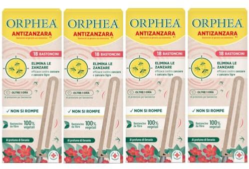 Orphea Bastoncini Antizanzara al Geranio – 18 Pezzi con Fibre Vegetali, Profumo Geranio, Repellente Zanzare per Ambienti Interni ed Esterni (4)