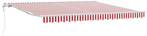 vidaXL Toldo automático retráctil de, a Rayas Rojas y Blancas, de 400 x 300 cm. Resistente a la Intemperie, con ángulo Ajustable Usar al Aire Libre, para Sombra Solar, toldo motorizad