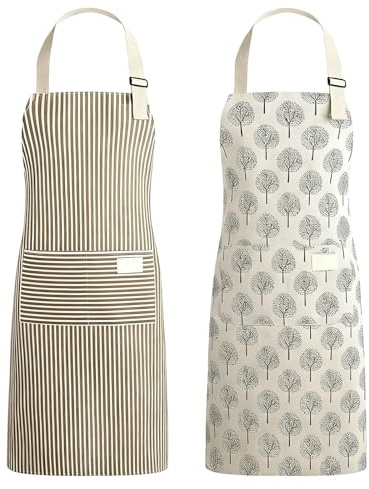 Fyrdm 2 Pezzi Grembiule Cucina Donna Cotone E Lino