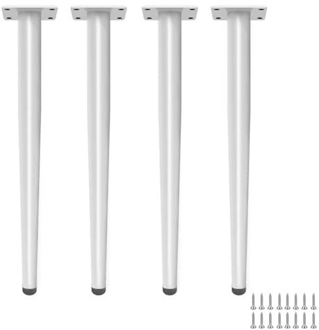 Gambe regolabili per mobili, confezione da 4, piedini in metallo bianco per divano, tavolino da caffè, supporto TV, letto, comodino, design conico con viti, supporto resistente