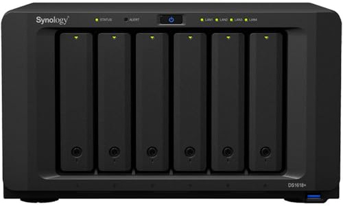 Synology DiskStation DS1618+ NAS Server for Business with Intel 2.1GHz CPU, 16GB Memory, 1TB SSD, 8TB HDD, DSM Operating System, iSCSI Target Ready