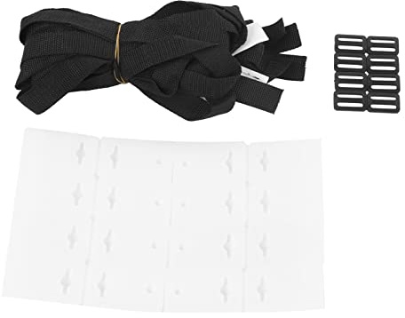8 Sets Swimming Pool Roller Strap Solar Cover Reel Attachment Kit, Pool Reel Belt with Cord Plates and Buckles, Durable Plastic Material for Solar Cover Roller Strap, Easy