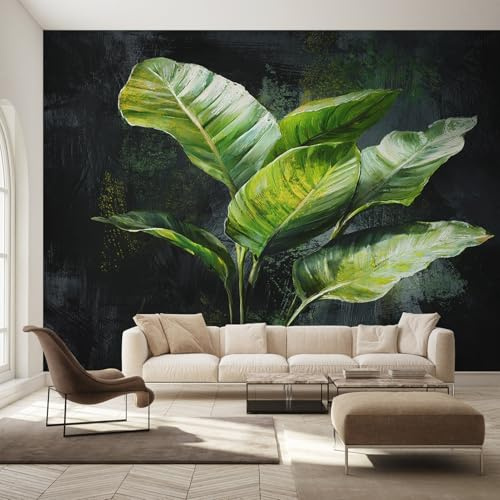 Generisch Tapete Bananenblatt, Grün Tropische Pflanzen Blätter Fototapete Wohnzimmer Schlafzimmer Tapeten, Vliestapete Wandtapete, Mustertapete Wanddeko 100x70 cm (B x H) Y&W30