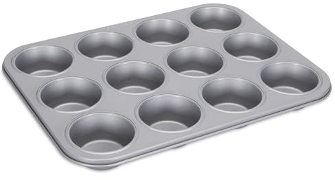 Städter we love baking Muffin- und Cupcake-Backform, 12er Antihaft-Backblech für perfekte Backergebnisse, PFAS-frei, Größe 35 x 27 cm, für 12 Muffins oder Cupcakes, Silber