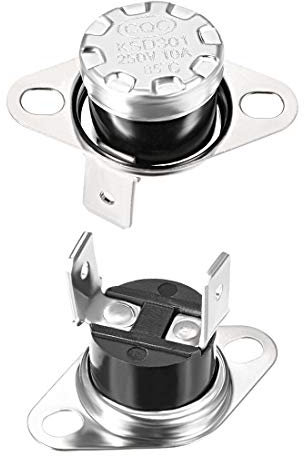 sourcing map Termostato KSD301 85 ° C / 185 ° F 10A normalmente abierto N.O ajuste el interruptor de temperatura del disco a presión para horno microondas cafetera 2 uds