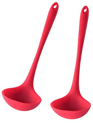 BESTonZON Silikon Suppenlöffel Hitzebeständiger Kochlöffel Mit Ergonomischem Griff Einteiliges Design Perfekt Für Suppen Und Soßen Rutschfest Und Ungiftig 26 Cm