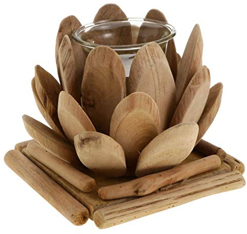 Tubayia Holz Lotus Kerzenhalter Teelichthalter Teelichtgläser Dekoration für Zuhause, Hochzeit, Weihnachten