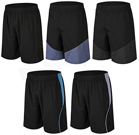 BUYJYA Herren Active Athletic Shorts 5er oder 3er Pack für Workouts Basketball Fußball Badminton Übung Laufen Gym