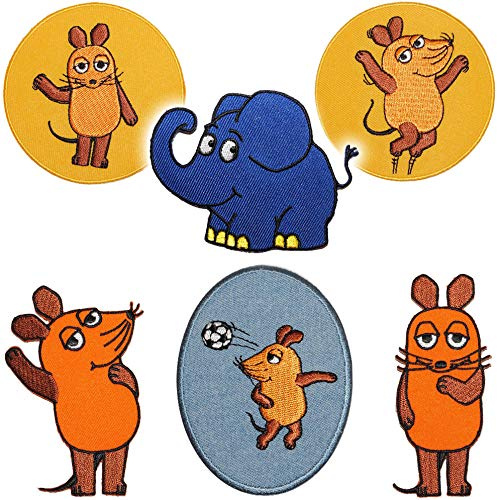 alles-meine.de GmbH 6 Stück Bügelbilder/Applikation/Aufbügler - Die Sendung mit der Maus - 6,2 cm * 9,2 cm - Aufnäher/gewebte Flicken - zum Aufbügeln Aufkleben Aufnähen -..