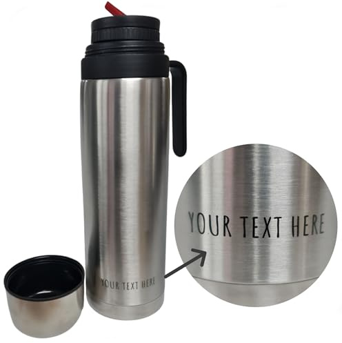 Gaucho Bruno Yerba Mate Flask – Contenitore termico con beccuccio di precisione, maniglia e coperchio a vite – Acciaio inossidabile spazzolato – 1L personalizzabile