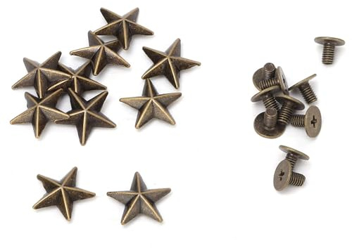 Oumefar 10 Pezzi Viti a stella in metallo Chiodo Rivetto Perno Rivetto Punta Vite borchie stella per scarpe ottone per Cuoio Artigianato Cintura Borse Scarpe Fai Da Te Decorazione(14mm Convex Bronzo)