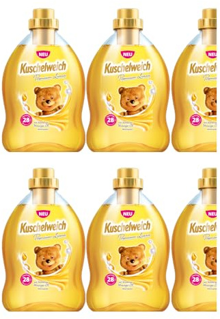 10tlg. STUDIO.MUNET Set: 6x750ml Kuschelweich Weichspüler Premium Luxus Moringa-Öl 150WL + 1 x Kuschelweich Duftsäckchen Box Gelb + 3tlg. Einkauf-Set in Weiß von STUDIO.MUNET