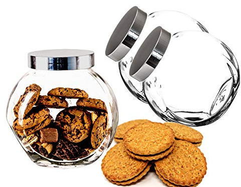 BigDean 2x 2L Bonbonglas mit Schraubdeckel Spülmaschinenfest Vorratsglas | Candy-Glas groß - Für Süßigkeiten, Kekse, Mehl-Aufbewahrung & Gewürze - Made in Germany