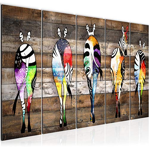 Runa Art Bild Zebra Wandbilder auf Vlies Leinwand 5 Teilig Wanddekoration Loft Wohnzimmer 034056b