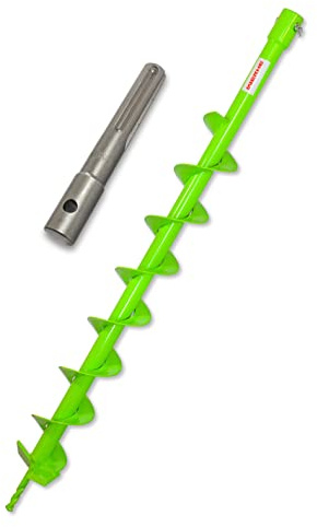 WERHE Erdbohrer 80 mm, Vollstahl, SDS-Max-Aufnahme, Länge 800 mm, Zaunbau | Gehärtete Zentrierspitze, Arbeitstiefe ca. 760 mm, effizienter Erdaustrag, inkl. Adapter für Bohrhammer, vibrationsarm