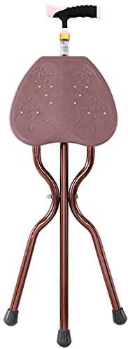 HYHMJ-Gehstöcke Mit Sitz - Höhenverstellbar Tripod Walking Stick Verdicken Rohr Aus Aluminiumlegierung Tragrahmen Faltbar Extra Leicht Walking Poles Damen/Herren Trekkingstöcke,Messing