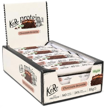 KoRo - Veganer Proteinriegel Schokolade Brownie 15 x 55 g - Schokoladiger Genuss mit hohem Eiweißgehalt nach Deinem Training - Hoher Ballaststoffgehalt