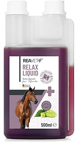 ReaVET Relax Liquid für Pferde 500ml - sekundierend zur Beruhigung mit Baldrian, Melisse & Lavendel I Entspanntes & ausgeglichenes Pferdeleben
