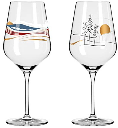 Dekomiro Ritzenhoff Herzkristall Rotwein 2er Set 7 + 8 Set mit Glasreinigungstuch