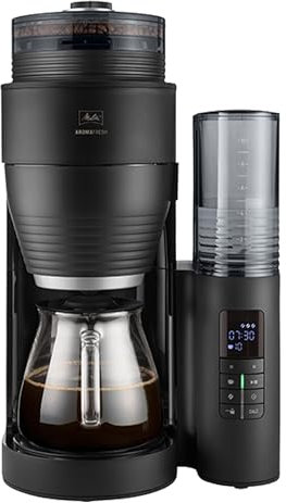 Melitta AromaFresh X - Kaffeemaschine mit Mahlwerk, Filterkaffeemaschine mit Glaskanne und Tropfstopp, für bis zu 10 Tassen Kaffee, schwarz/silber