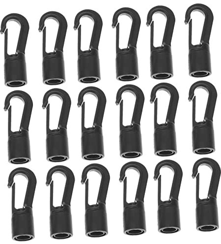 VILLFUL Ganci per Corde Elastiche in Plastica Neri 25 Pezzi Ganci Terminali per Cordino Elastico Leggeri e Resistenti Facili da Installare
