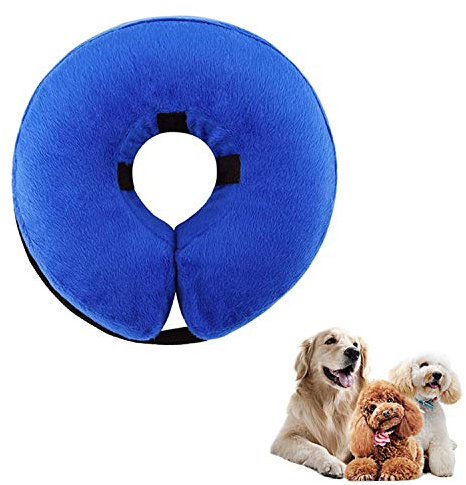 THAIN Weiches Hunde-Schutzhalsband nach Operationen, Kegel, aufblasbares Halsband für Hunde und Katzen, verstellbar, waschbar, elisabethanisches Halsband (XL), Blau