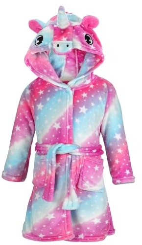 KAKU NANU Girls Dressing Gown Fleece Fluffy Hooded Dressing Gown Girls' Sleepwear & Robes 10 11 Years Bath Robes For Kids