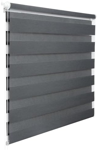 Tenda a Rullo a Doppio Strato Senza Perforazione 40 x 210 cm Blackout, Per Privacy Tenda Avvolgibile Oscurante Montabile Senza Fori Per Ufficio,Bagno, Grigio Scuro