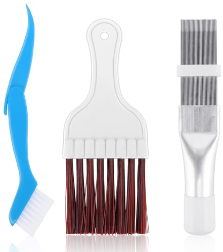 Coicok Spazzola per Pulizia del Condizionatore d'Aria, 3 Pezzi Spazzola Pulizia Condensatore, Kit Pulizia Asciugatrice, Metallo Strumento di Riparazione del Radiatore per Unità Esterne, Filtri