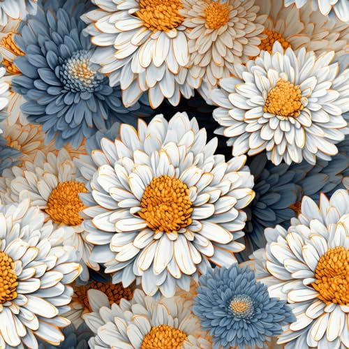 ReWallpaper Selbstklebende Tapete Blumen Blau Klebefolie Möbel Vintage Blumen Tapete Weiß Gold Muster Fototapete Schlafzimmer Wald 44.5cm×3m