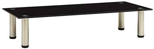Rantry TV-Schrank, Schwarz, 80 x 35 x 17 cm, aus gehärtetem Glas, TV-Möbel, niedriger TV-Schrank, für industrielle Couchtisch, TV-Ständer für Wohnzimmer