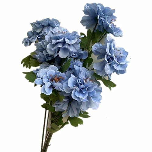 forestmistry Lot de 8 branches de dahlia artificielles en soie synthétique pour centre de table de mariage, décoration florale (bleu)