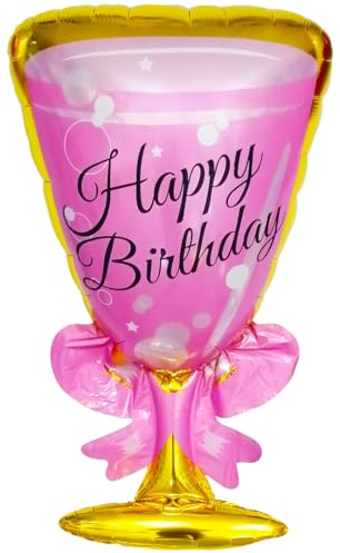 Party Austria Folienballon Geburtstagsballon Happy Birthday runder Geburtstag bunter Luftballon Weinglas 70cm