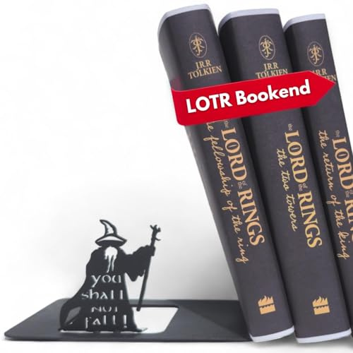 Renovatio Metall-Buchstütze, Herr der Ringe: Bürodekoration, Erwachsene, Kinderzimmer, schrulliges Geschenk, robust, rutschfestes Gegengewicht, Organizer, Heim- und Bürodekor, hält Bücher, Schwarz